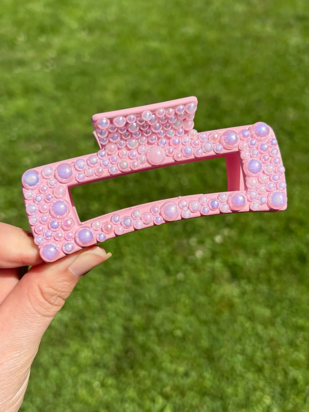 Handmade Pink Pearl Embellished Claw Clip